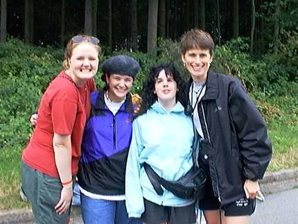 Skeie, Allison, Anna and Cathy Barrett outside the stadium.